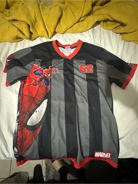 Spiderman Black & Gray Striped Jersey with Red Accents